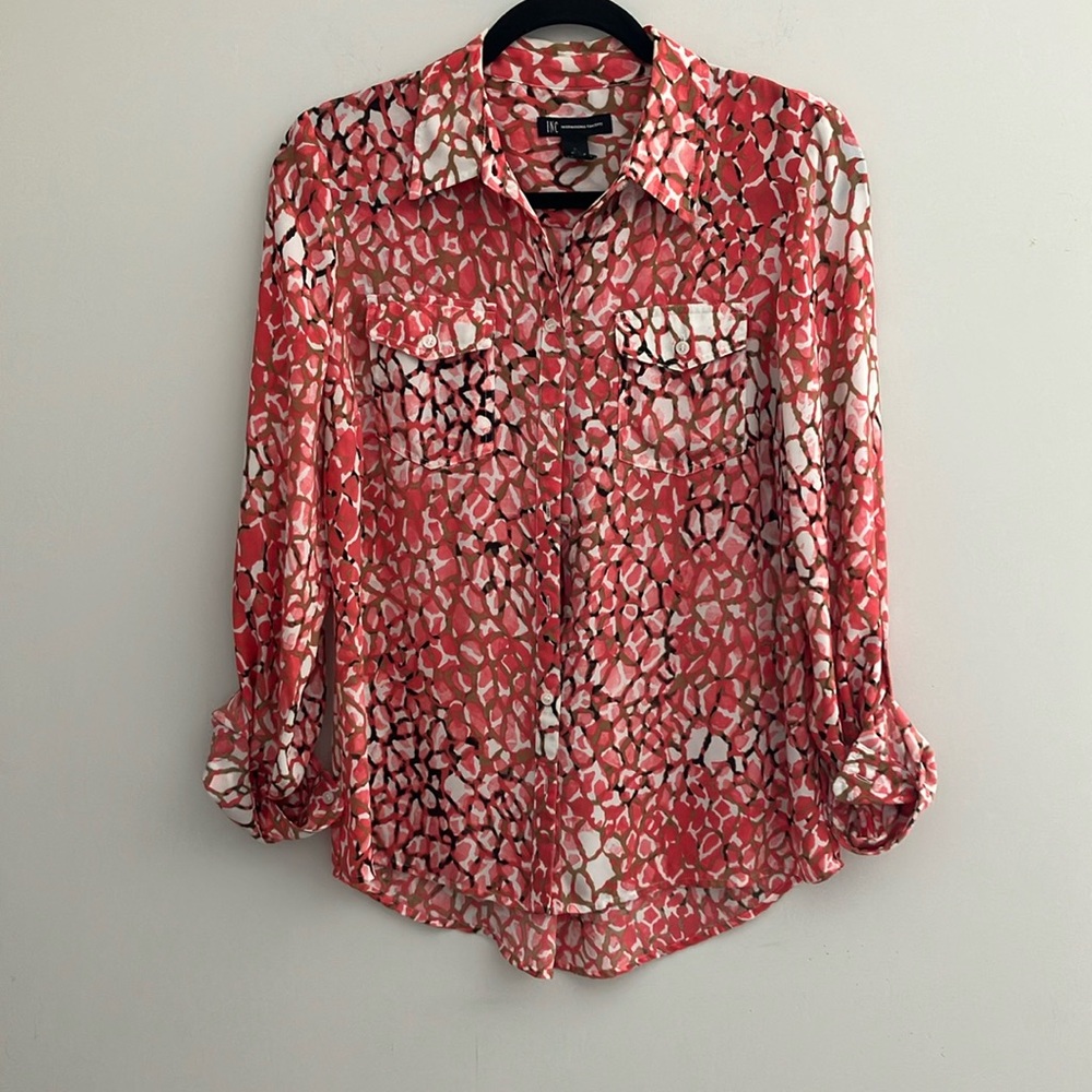 INC International Concepts Button Up for 3/4 Sleeve Front Pockets Womens Size 6